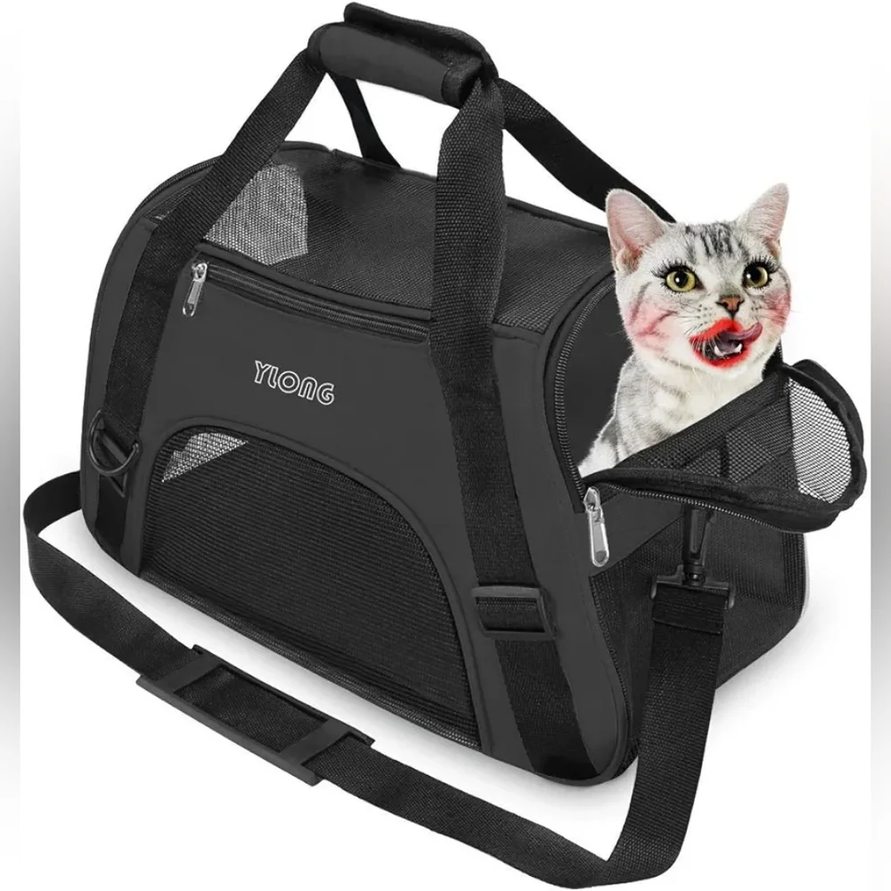 Green & Black Cat Carrier Airline Approved Pet Carrier,Soft-Sided Pet Travel Car